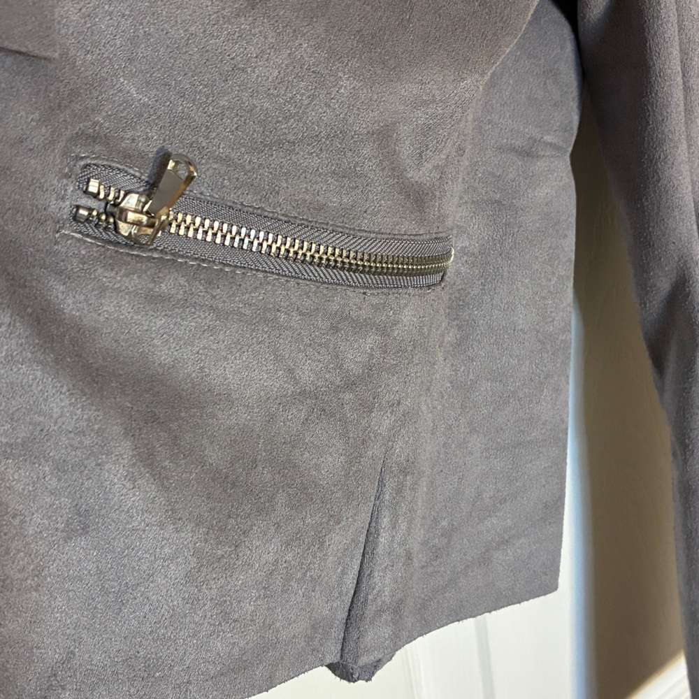 Ricki’s Gray Faux Suede Open Front Blazer Jacket Women’s Large - Picture 2 of 5
